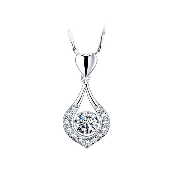 

pendant necklaces twinkling heart waterdrop stone necklace women, Silver