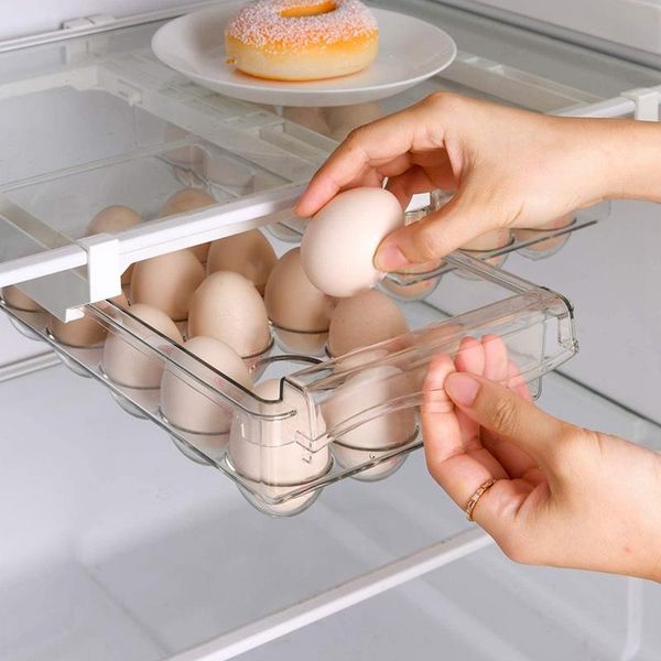 

storage bottles & jars 2 pack egg refrigerator organizer bins with handle, pull-out fridge drawer organizer, box