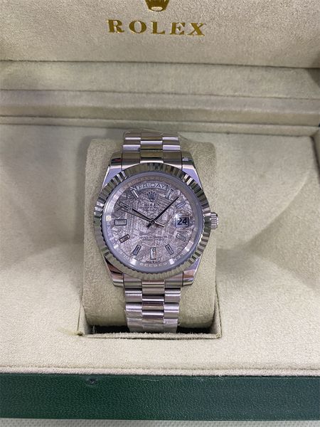 

with original box v3 automatic 2813 mechanical watch men big magnifier 41mm stainless steel sapphire solid clasp president mens watches male, Slivery;brown