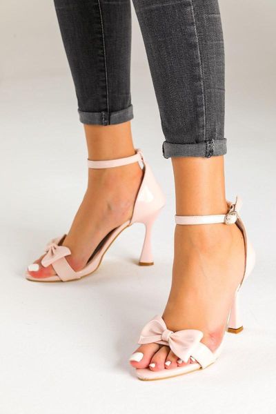 

sandals women powder japanned leather high-heeled, Black