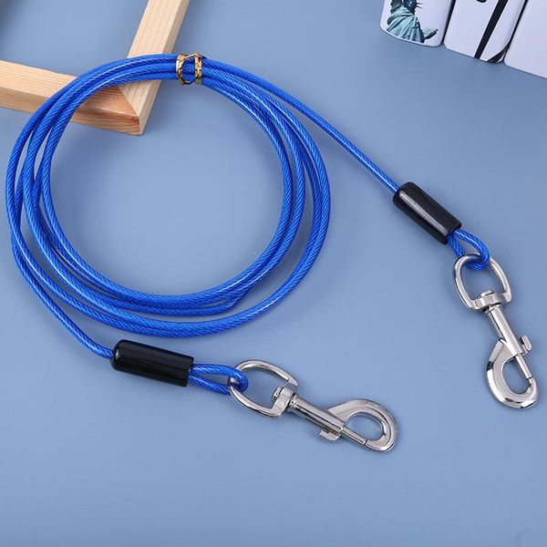 

wire dog chain practical lengthen steel ropes double-end dogs leash cable dual heads metal hooks pet product collars & leashes