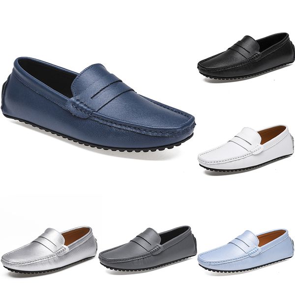 

casual driving peas fashionmen's shoes outdoor leather soft sole fashion black navy white blue sier yellow grey footwear all-match lazy