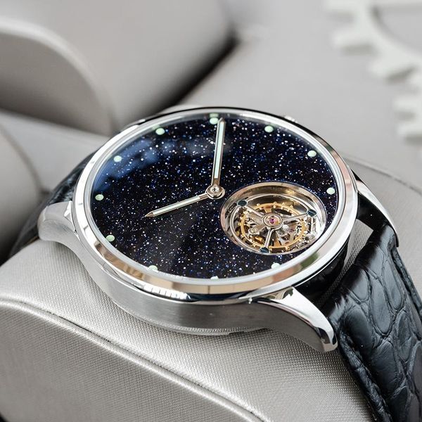 

limited edition tourbillon men mechanical wristwatches luxury father gift watch mens brand famous watches for, Slivery;brown