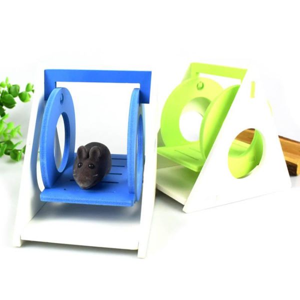 

small animal supplies 1pcs creative hamster seesaw wood triangle swing play toy for pet house cage climb drop