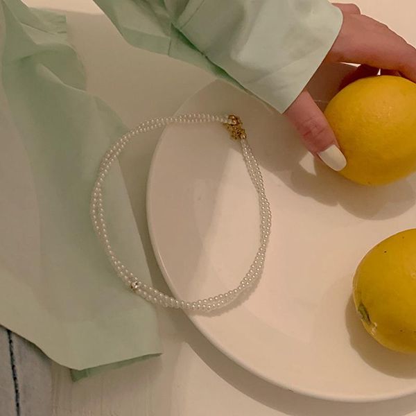 

chains white pearl double chain necklace elegant and intellectual clavicle for friends girls party women valentines, Silver