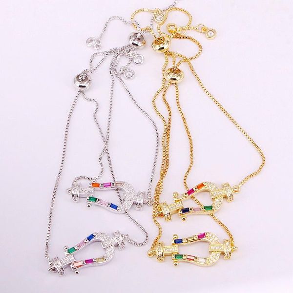 

link, chain 6pcs, rainbow cz micro pave lady girl colorful zirconia link bracelets fashion elegant crystal jewelry gifts, Black