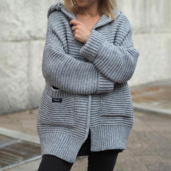 

women's knits & tees hooded pocket decoration korean fashion sweater female long-sleeved single-breasted knitted cardigan sweaters wome, White