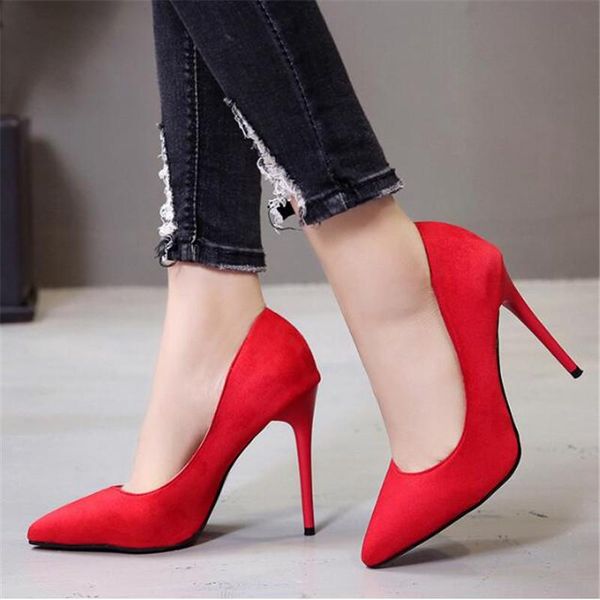 

dress shoes elegant women pumps faux suede wedding high heels stiletto gradient heel fashion party, Black