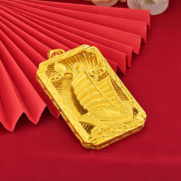 

sail geometry pendant chain necklace women men jewelry 18k yellow gold filled classic gift, Silver