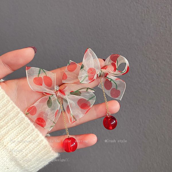 

925 silver needle mesh bow crystal earrings autumn and winter fashion temperament net red earrings personalized cloth earrings