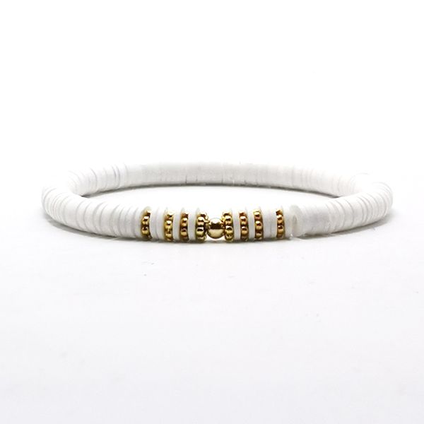 

6mm bohemian vintage polymer clay charm bracelet for women, Golden;silver