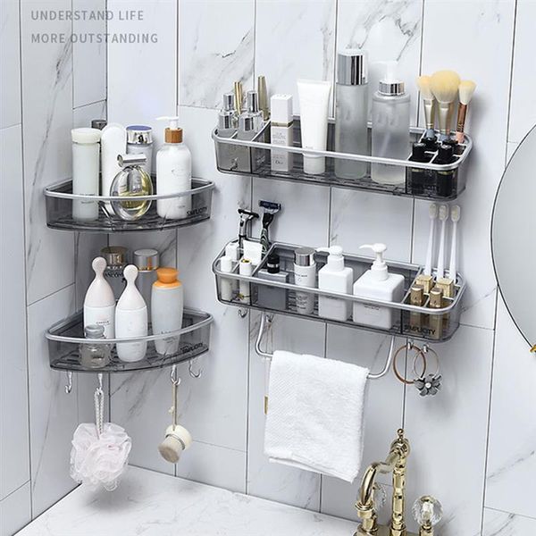 

hooks & rails bathroom shelves shower storage rack holder wall mounted organizer kitchen for washroom toilet