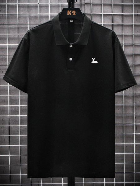 

extended sizes men cartoon graphic polo shirt i8nc#, White;black