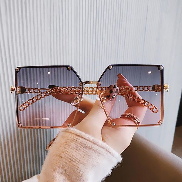 

sunglasses women fashion rimless trendy eyeglasses square big frame lenses summer travel feminino gafas glasses, White;black