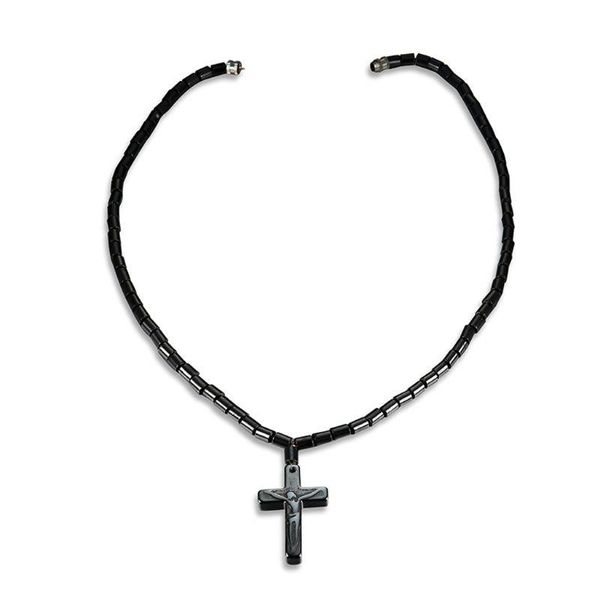 

pendant necklaces black hematite magnetic therapy cross necklace neck pain relief jewelry t4md, Silver