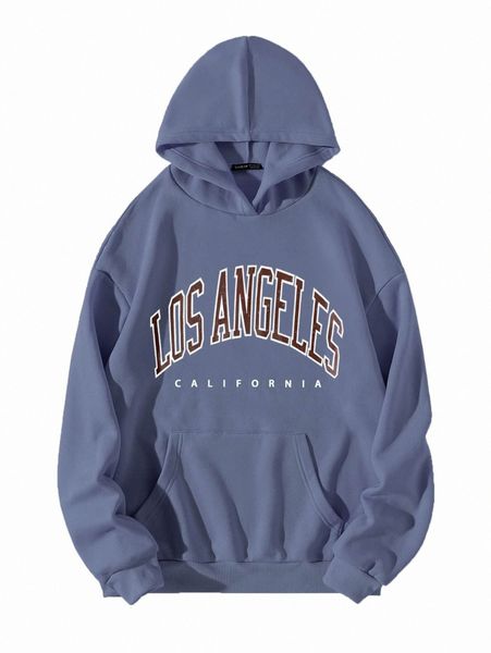 

letter graphic kangaroo pocket hoodie 41wo#, White;black