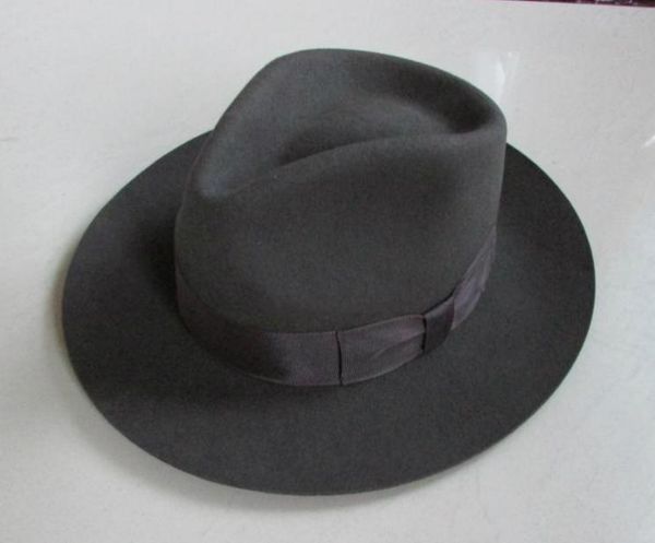 

wide brim hats wool fedora hat felt fedoras fashion trilby headwear man's cap b-8130, Blue;gray