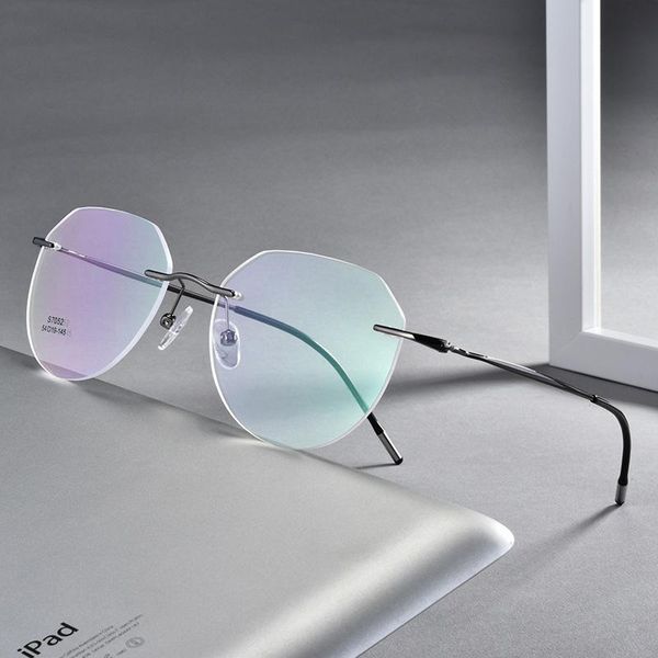 

fashion sunglasses frames retro round optical glasses frame ultra-light myopia eyeglasses rimless elasticity men eyewear, Black