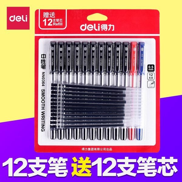 

refills 1pcs deli stare 33205 gel black 0.5mm pen 12 pack refill office supplies, Black;red