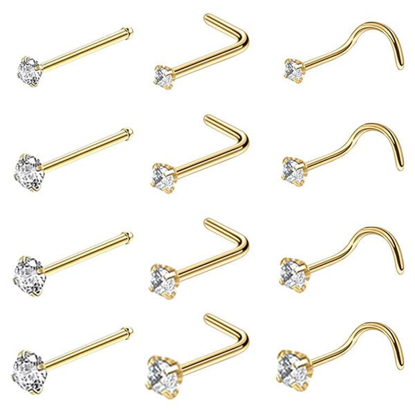 Multi Stili In Acciaio Inox Sexy Zircone Cubico Stud Ganci Bar Pin Naso Anelli Polsino Dell'orecchio Body Piercing Uomo Donna