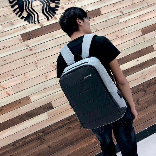 

backpack male nylon cloth grey casual lapcollege student female kmuysl