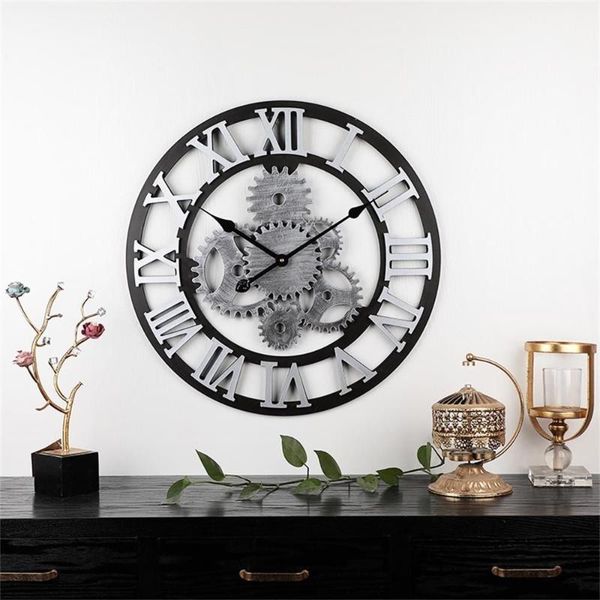 

wall clocks home crafts gift european style iron garden decoration time managed clock silent mode roman digital