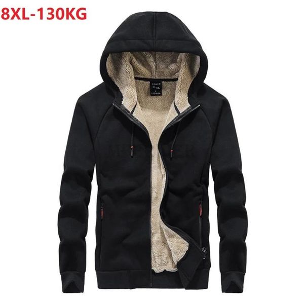 

men's hoodies & sweatshirts mens hooded fleece wool warm coat autumn winter plus size 8xl thickening male sweatshirt jackets, Black