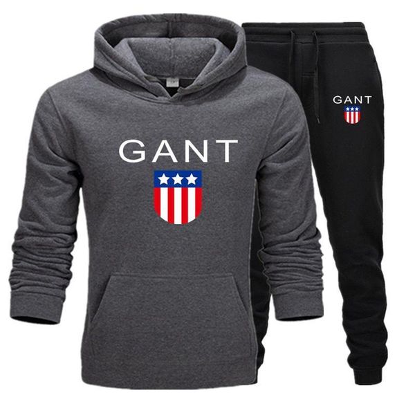 

men's tracksuits 2021 hoodie suit sportswear pullover + sweatpants, Gray