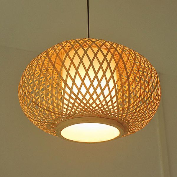 

pendant lamps hand knitted bamboo light,japan style e27 for restaurant bedroom rustic rattan art lampadario industrial lamp suspendues