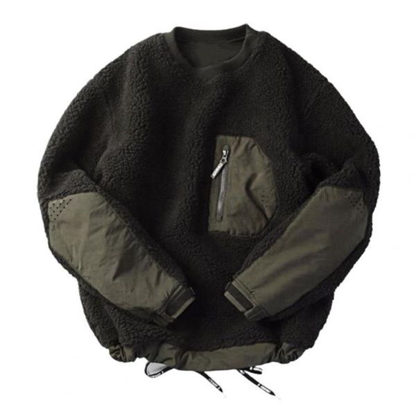 

men's hoodies & sweatshirts winter men sweatshirt patchwork o-neck long sleeve pullovers warm, Black