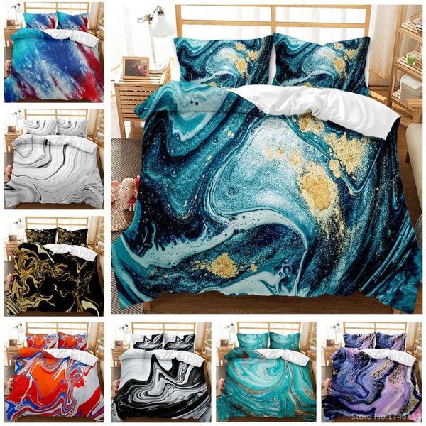 

colorful marble pattern abstract art bedding set comfortable 2/3pcs duvet cover with pillowcase bed linens for home bedroom sets