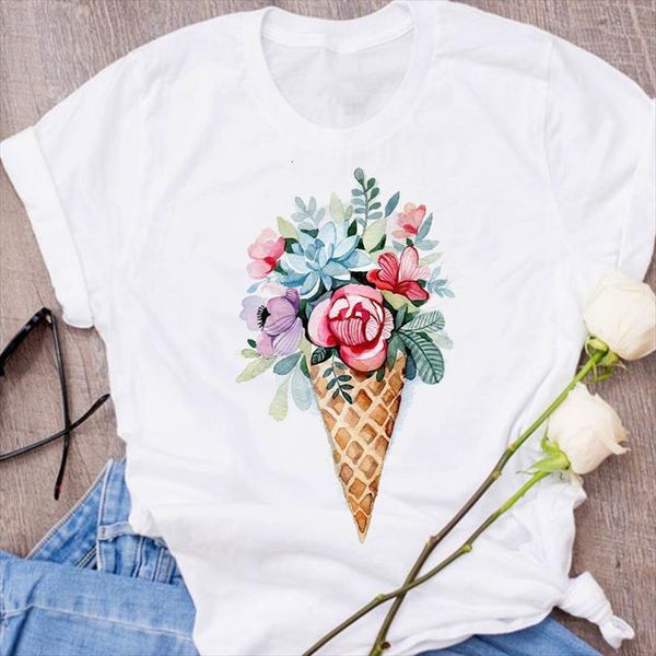 

men graphic plant ladies mens t shirt 90s ice cream flower floral fashion print clothes lady tees female, White;black