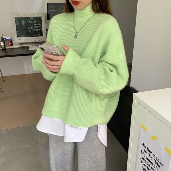 

women's sweaters loose sweter with turtleneck, solid knitted long sleeve for women, spring clothes t0xy, White;black