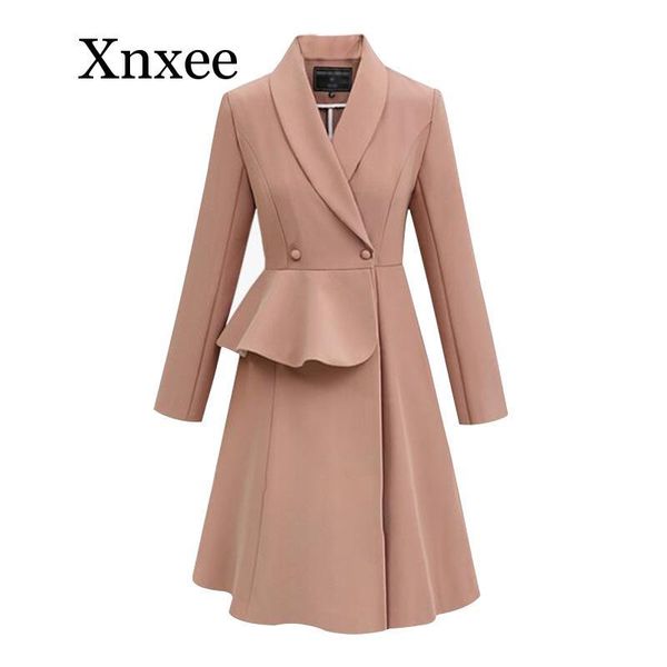 

women's trench coats women 2021 long turn-down collar leisure single breasted womens solid simple all-match european style elegant chic, Tan;black