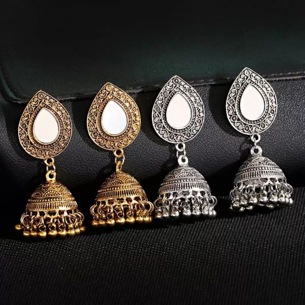 Orecchini Jhumka indiani vintage Boho con gocce d'acqua per le donne Orecchini pendenti in lega etnica Accessori per gioielli all'ingrosso