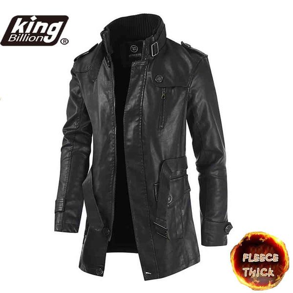 

kb 2021 new 's stre windbreaker coat leather clothing thick fce men casual et pu, Black
