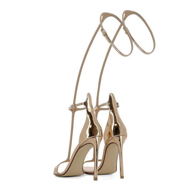 

plus size 48 2021 summer thin high heel sandals boots women 10cm heels peep toe party pumps shoes sheepskin runway gold, Black