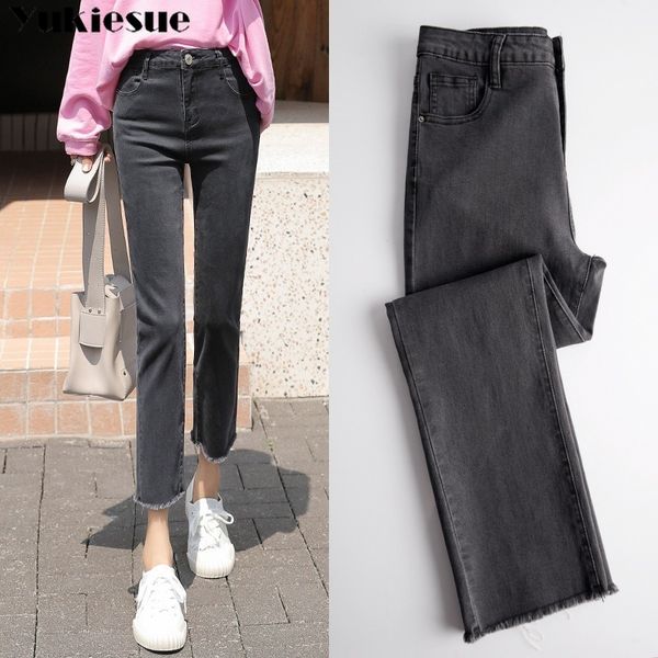 

vintage ripped jeans women gray high waist denim pants mujer mom boyfriend straight jeans woman autumn spring denim jeans 210519, Blue