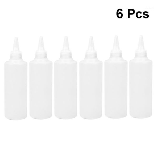 

storage bottles & jars 6pcs 250ml tip applicator bottle squeeze clear liquid dispenser (white)