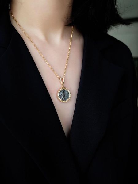 

pendant necklaces ancient roman silver coin necklace female european and american simple round brand autumn winter