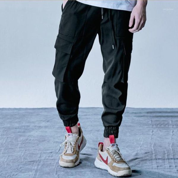 

men's pants jogger sports overalls slim casual pocket solid color cotton sportswear autumn fitness, Black