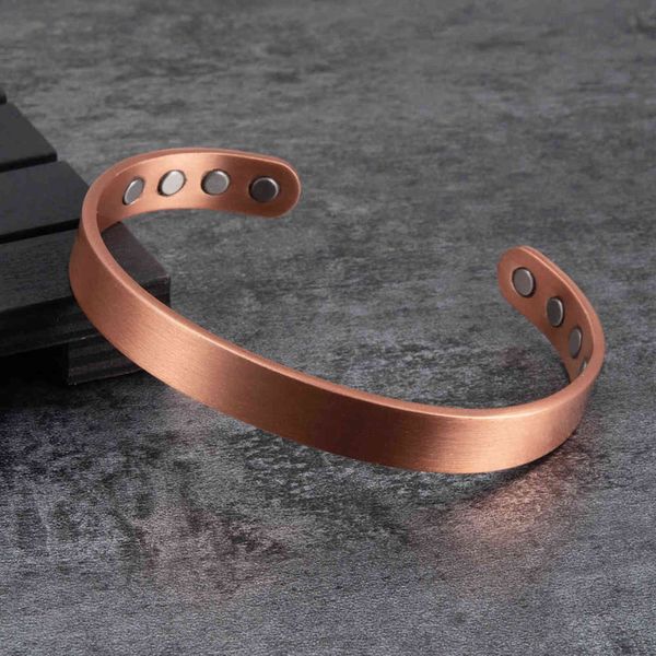 

matte copper magnetic bracelet men arthritis adjustable high magnets 10mm cuff energy male, Golden;silver