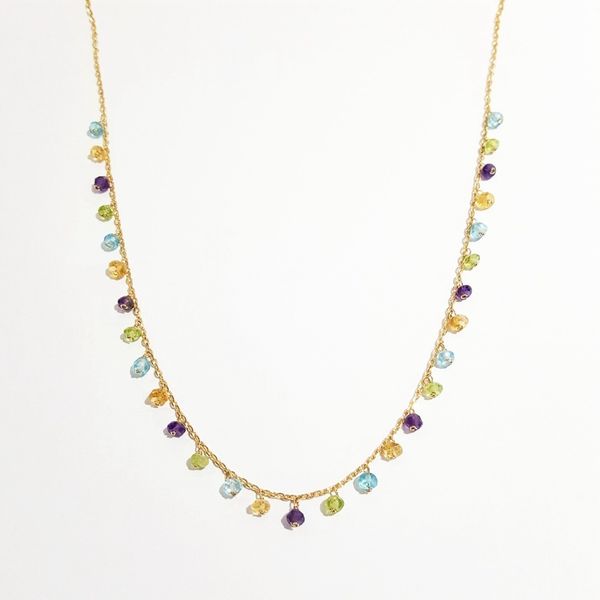 

liiji amethyst citrine z peridot chain necklace natural stone 925sterling silver gold color handmade delicate women neckalce