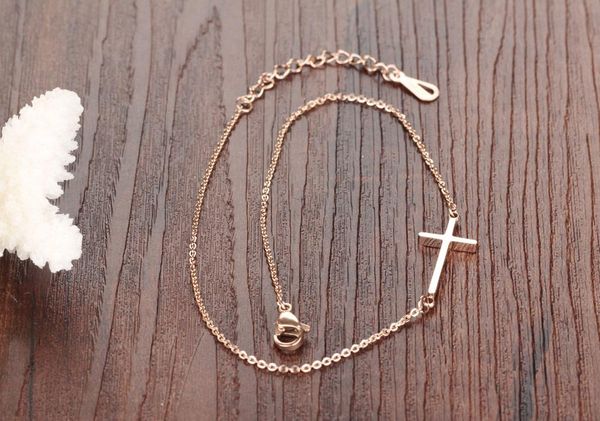 

fashion creative lady beach anklet rose gold cross simple anklet holiday gift, Red;blue