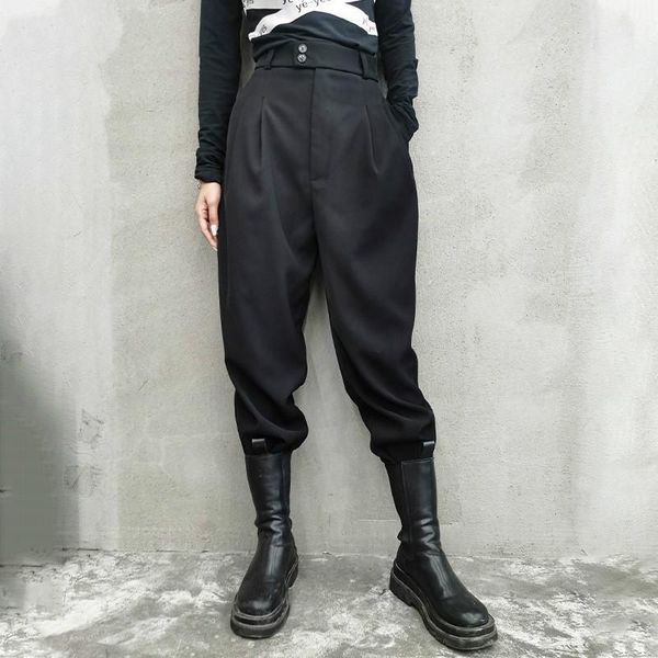 

autumn and winter high waist full length pocket wide leg female cargo pants women fashion trousers v517 women's & capris, Black;white
