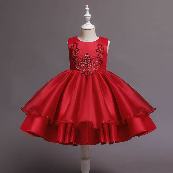 

girls dresses princess kids clothes flower childrens clothing sequin birthday party formal dress b7643, Red;yellow