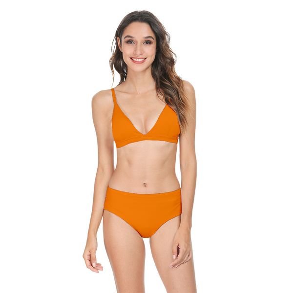 

3d 2021 printing solid three-point bikini color split swimsuit, White;black
