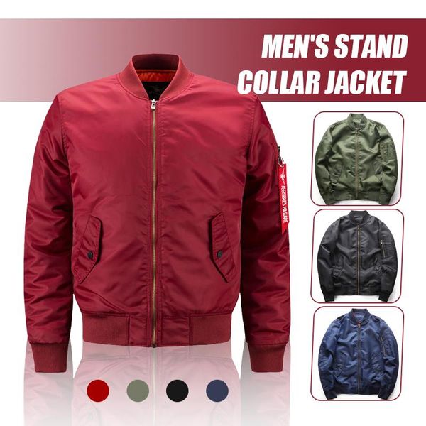 

men's jackets vintage men military jacket outwear flight stand collar bomber retro pilot air long sleeve baseball s-6xl, Black;brown