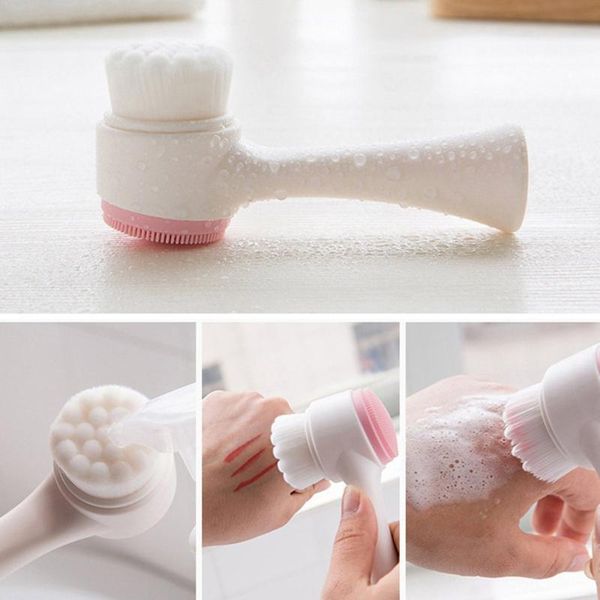 

double-sided silicone facial cleanser wash brush soft mild fiber face cleaning washing tool skin care eyelash curler