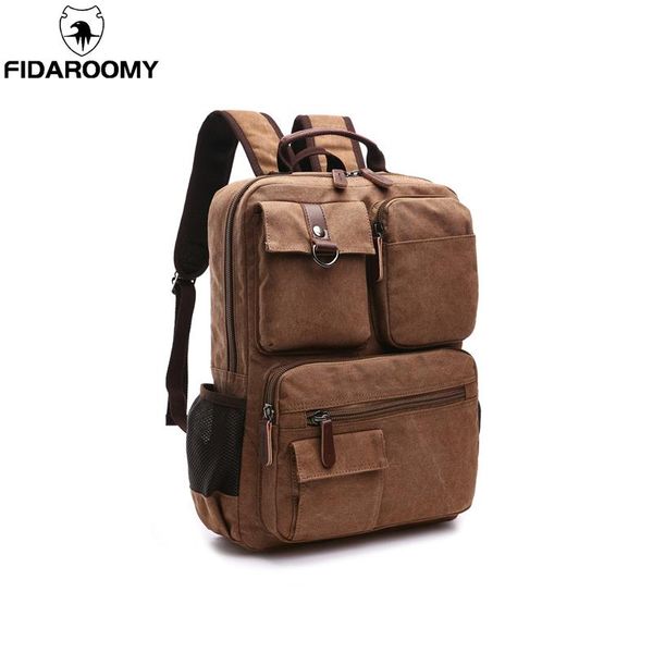 

backpack fashion men's vintage canvas school bag travel bags large capacity